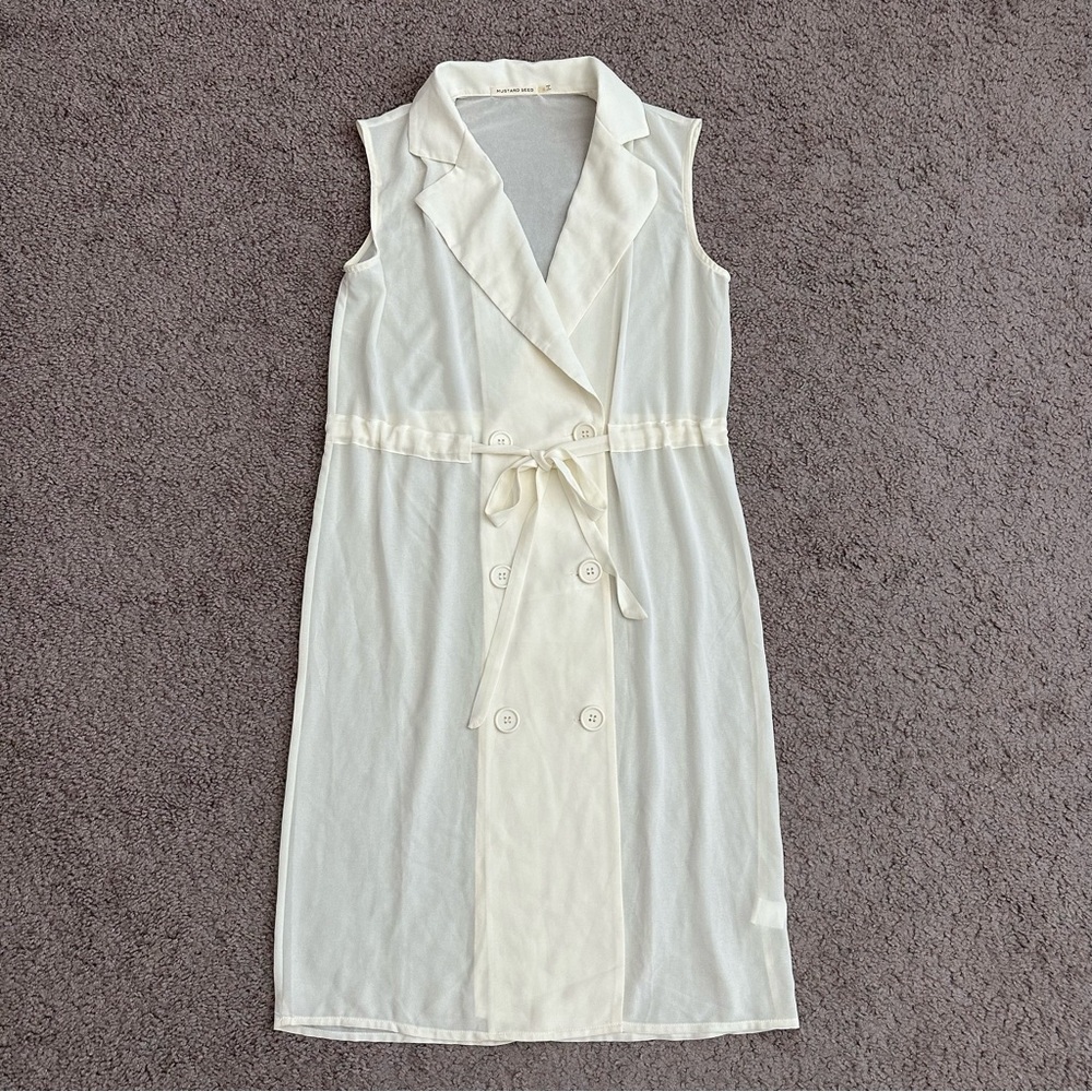 Mustard Seed Cream Semi Sheer Vest Dress Womens S